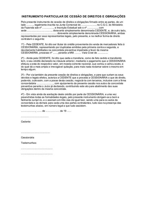 Contrato Cessão De Direitos