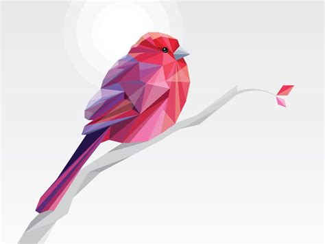 Low Polygon Pink Bird By Diana Hlevnjak Geometric Bird Geometric