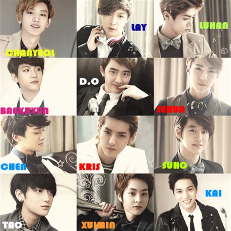 Xiumin, suho, lay, baekhyun, chen, chanyeol, d.o., kai and sehun. La K-Pop - CF TEM Est