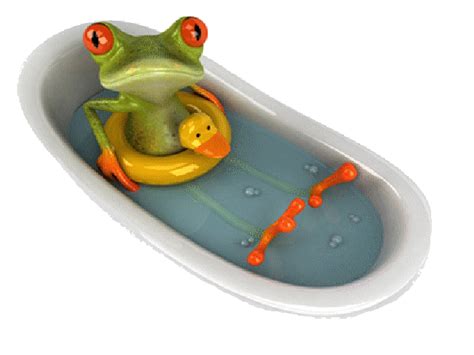 La Rana Se EstÁ BaÑando En La BaÑera Con Un Flotador Frog