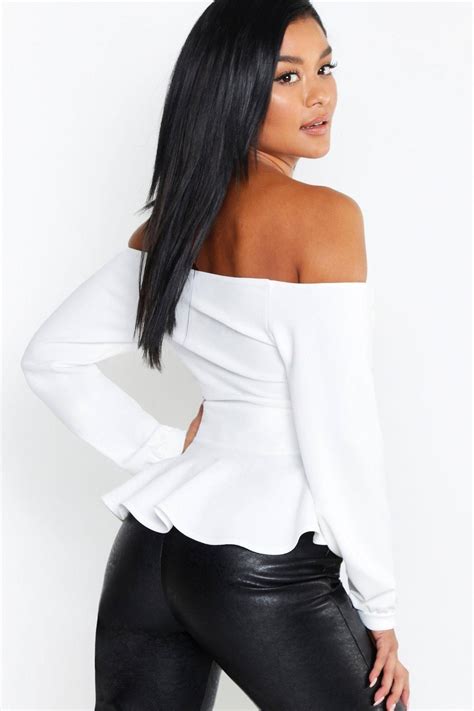 Crepe Off The Shoulder Wrap Peplum Top Peplum Top Shoulder Wraps