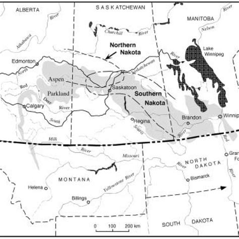 Map Showing The Core Areas Of Named 18th Century Cree Groups In The
