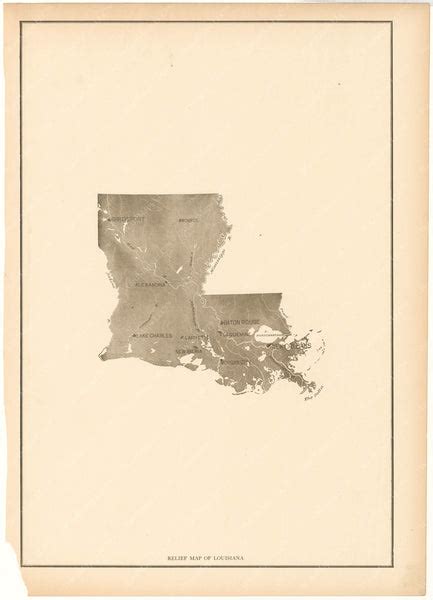 Louisiana 1912 Relief Map Wardmaps Llc