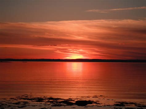 Red Sunset Over The Seas In Quebec Canada Image Free Stock Photo