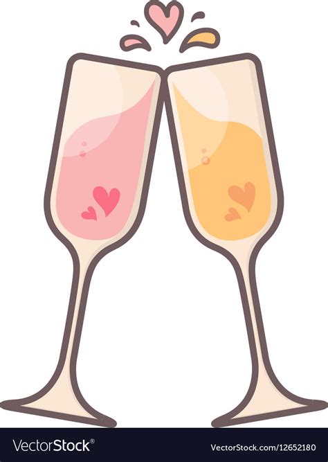 Champagne Glasses With Hearts Inside Royalty Free Vector