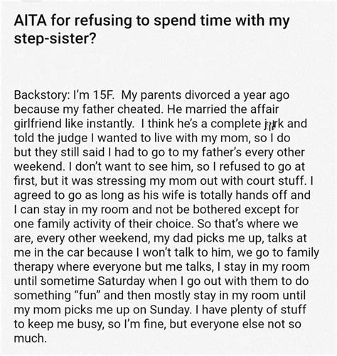 Aita For Refusing To Spend Time With My Step Sister