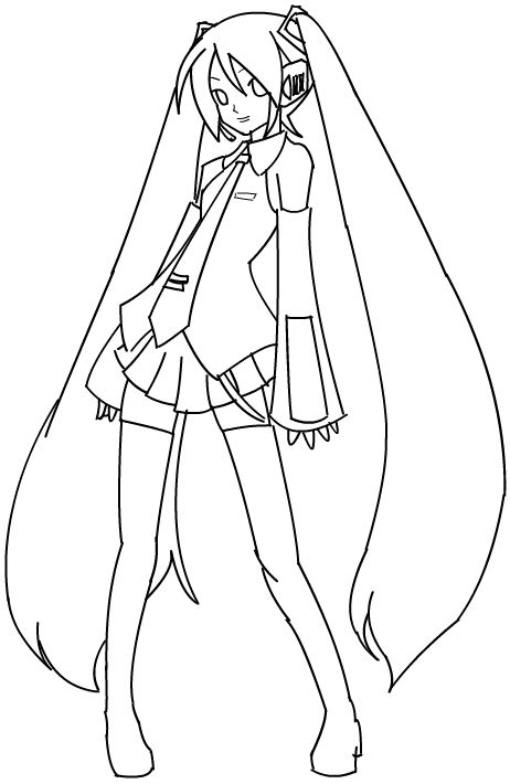 Hatsune Miku Drawing Sketch Coloring Page