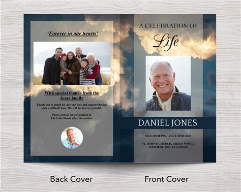 Funeral Program Template 8 Page Program Obituary Template Etsy