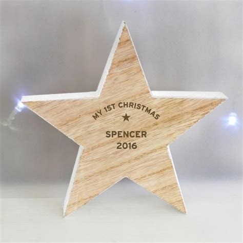 Personalised Rustic Wooden Star Christmas Decoration Christmas