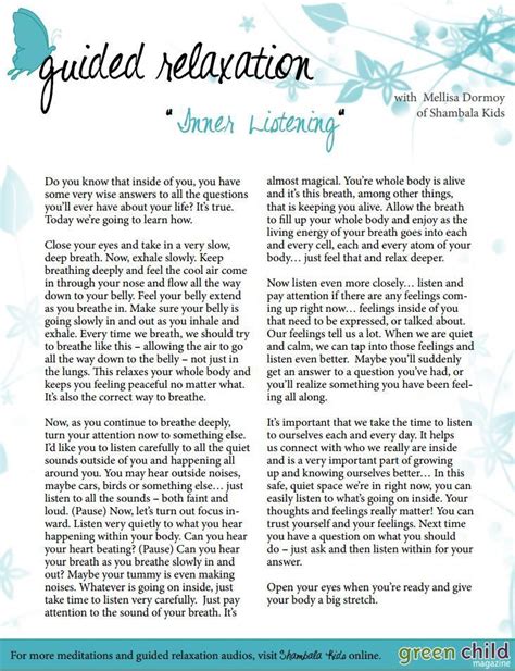Learn how to quiet your mind, relax and embrace silence and take your yoga routine to higher levels. Guided Relaxation Scripts | Guided meditation scripts ...