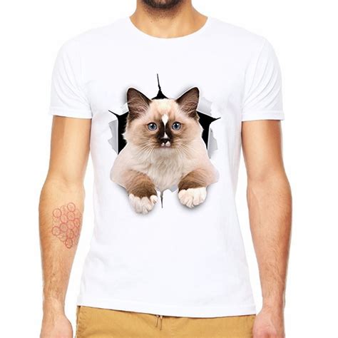 2018 Laughing Cats Men T Shirt 3d Funny Cat Printed T Shirts Hipster
