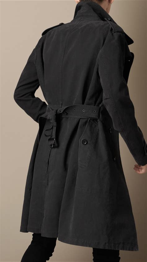 Lyst Burberry Long Brushed Cotton Military Trench Coat In Black For Men