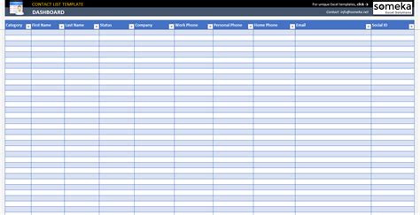 Excel Contact List Template Contact Database Template