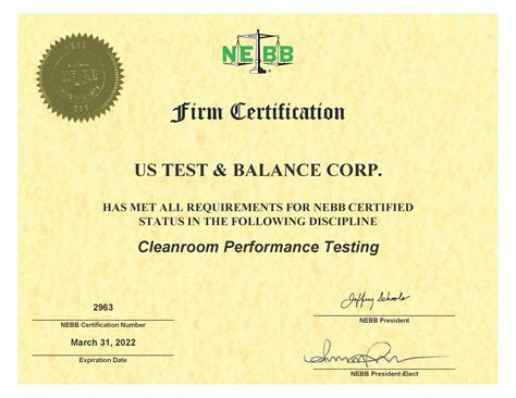 Us Test And Balance Certifications