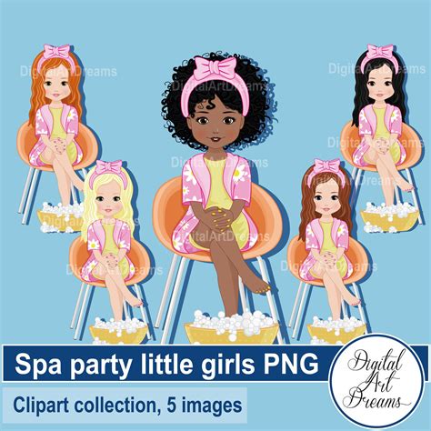 Spa Clip Art Little Girls Png Cute Characters Bath Time Etsy Clip