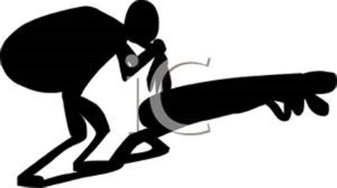 A Black Silhouette of a Man Bent Over with a Heavy Burden on His Back - Royalty Free Clipart Picture