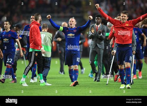 Manchester Uniteds Wayne Rooney Centre Celebrates After The Final