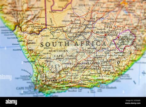 Geographic Map Of South Africa With Important Cities Stock Photo Alamy
