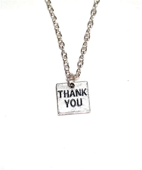 Thank You Necklace Thank You Charm Thank By Gustavsdachshundshop