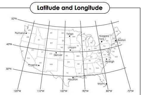 Longitude And Latitude Us Map Diagram Quizlet