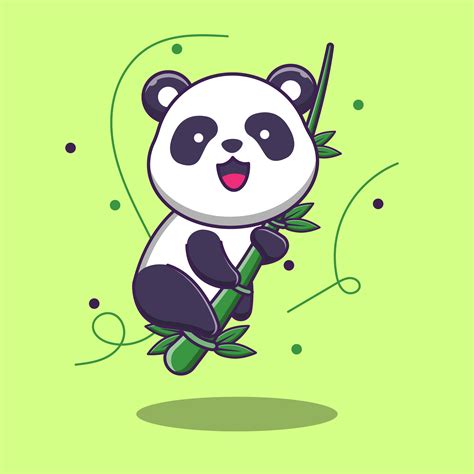 Panda De Dessin Animé Mignon Sur Une Branche Darbre En Bambou 1427300