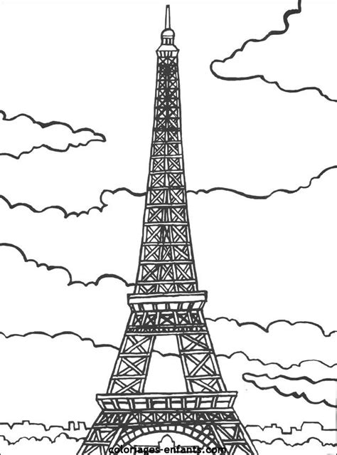 Les Coloriages De La Tour Eiffel French Colors Coloring Pages Happy