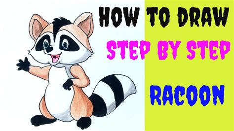 How To Draw A Racoon Easy Step By Step Racoon Drawing Youtube