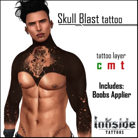 Second Life Marketplace Inkside Tattoos Skull Blast Tattoo With Lolas Applier