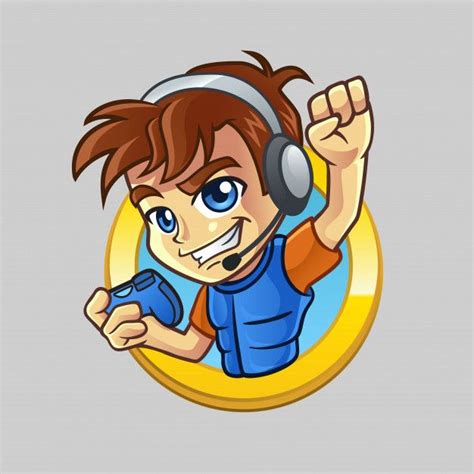 Gamer Character With Gamepad And Headset Cartoon Logo Mascot Design