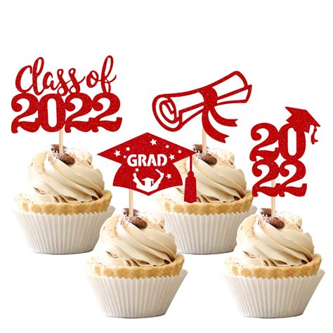 Buy 24 Pcs Graduation Cap Cupcake Toppers Glitter Diploma Grad Cap