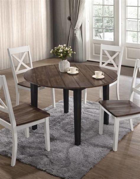 Black glass dining table with 6 dinning chairs (2 white and 4 black). A La Carte Farmhouse Round Dining Table w/ 4 Chairs ...
