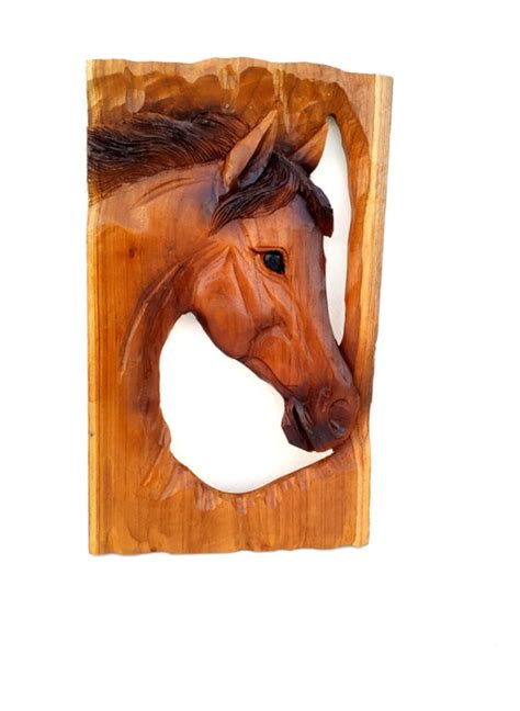 Wooden Horse Head Horse Wood Carving Wooden Horse Horse Art Wall