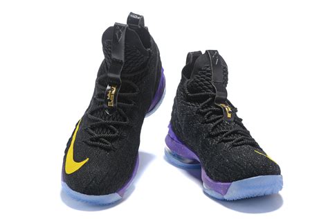 2018 Mens Nike Lebron 15 Blackpurple Yellow Basketball Shoes