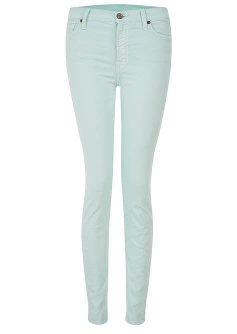 For All Mankind High Waisted Skinny Jeans Green