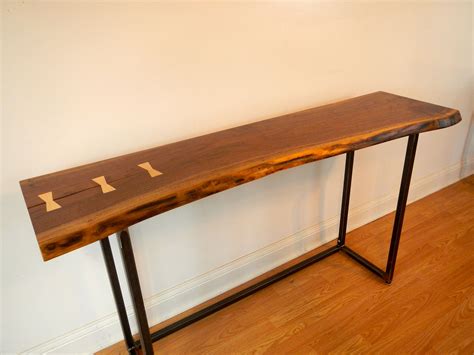 Hand Crafted Live Edge Walnut Console Table Sofa Table Free Form