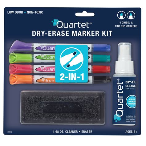 Quartet 2 In 1 Dry Erase Kit Dry Erase Markers Eraser Spray Cleaner 79549a