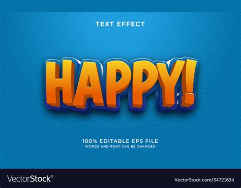 Happy 3d Text Effect And Style Royalty Free Vector Image