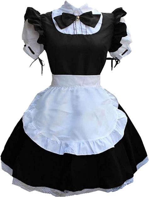 Aobliss Womens Cotton Wet French Maid Costume Sexy Costume Cosplay Fancy Dress Skirt With