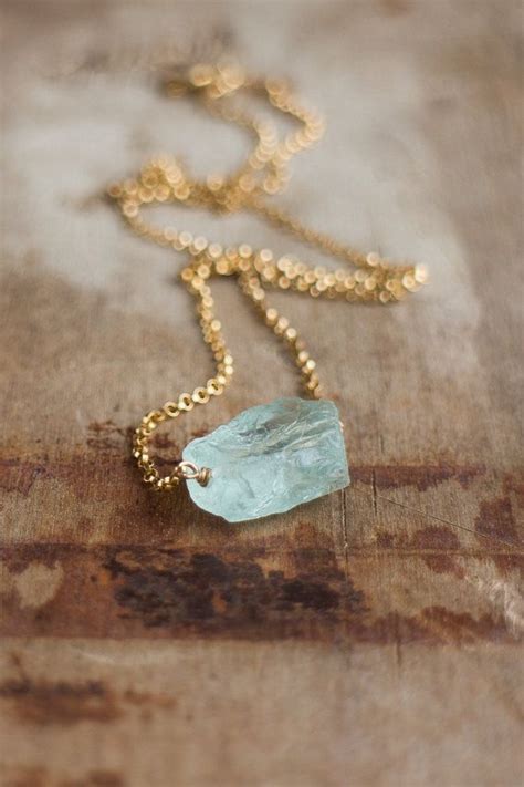 Raw Aquamarine Necklace Crystal Necklaces For Women Natural Etsy De