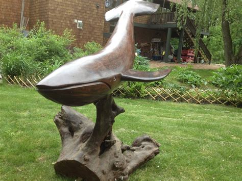 Great American Folk Art Whale Sculpture Hand Carved Indoor Or Outdoor