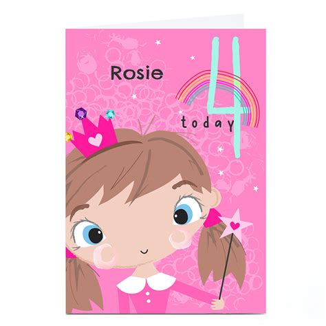 buy personalised rachel griffin 4th birthday card pink princess for gbp 2 29 card factory uk