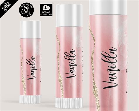 Lip Balm Labels Template Blush Pink Agate Diy Product