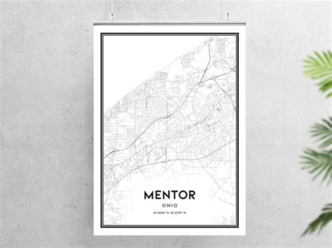 Mentor Map Print Mentor Map Poster Wall Art Oh City Map Etsy Italia