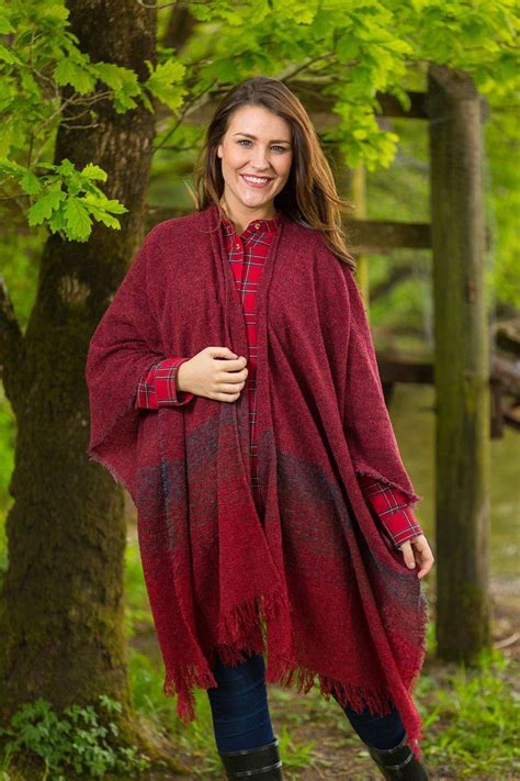 Celtic Wool Shawl Rich Red Wool Shawl Traditional Shirt Quality