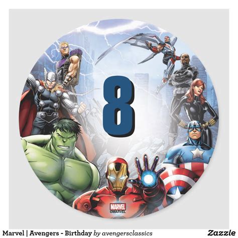 Marvel Avengers Birthday Classic Round Sticker Zazzle Avengers