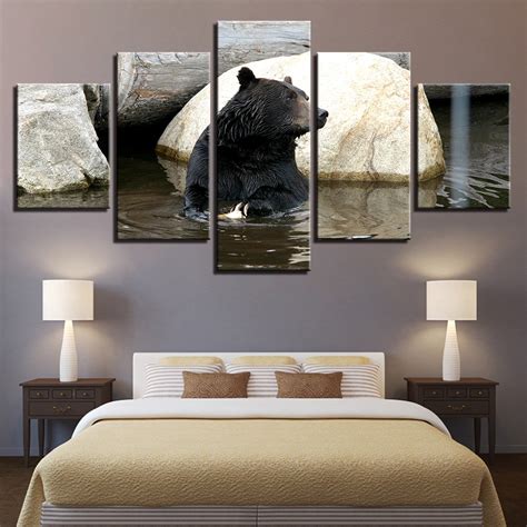 Check our crazy black home decor ideas. Canvas Painting Wall Art 5 Pieces HD Prints Animal Home ...