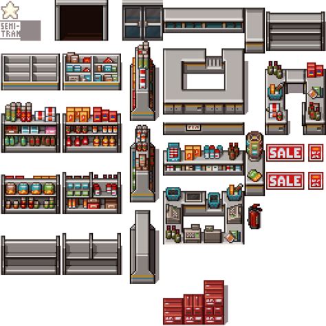 Retro Convenience Store Objects Rpg Tileset Free Curated Assets For