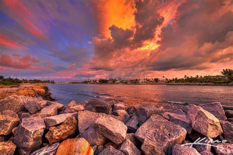 Stormy Sunset at the Jupiter Inlet Jetty | HDR Photography by Captain Kimo