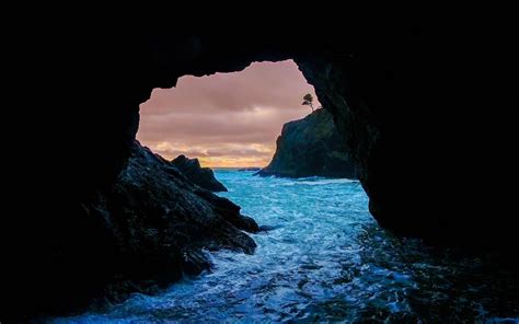 2560x1600 Cave Sunset Sea 2560x1600 Resolution Hd 4k Wallpapers Images