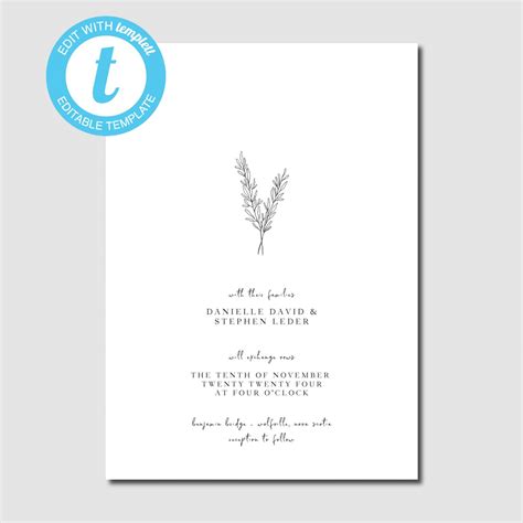 Botanical Wedding Invitation Design It Digitals